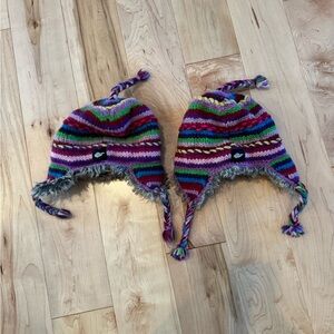 Everest fleece lined wool and fur children’s hat twins